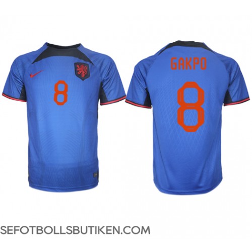 Nederländerna Cody Gakpo #8 Replika Borta matchkläder VM 2022 Korta ärmar